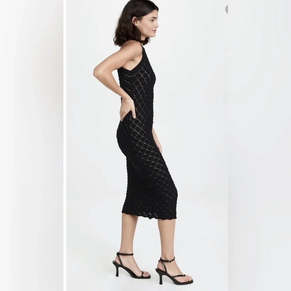 New! Alice + Olivia Lulu Halter Knit Neck Black Crochet Midi Dress 🖤 Medium NWT! - Picture 5 of 8